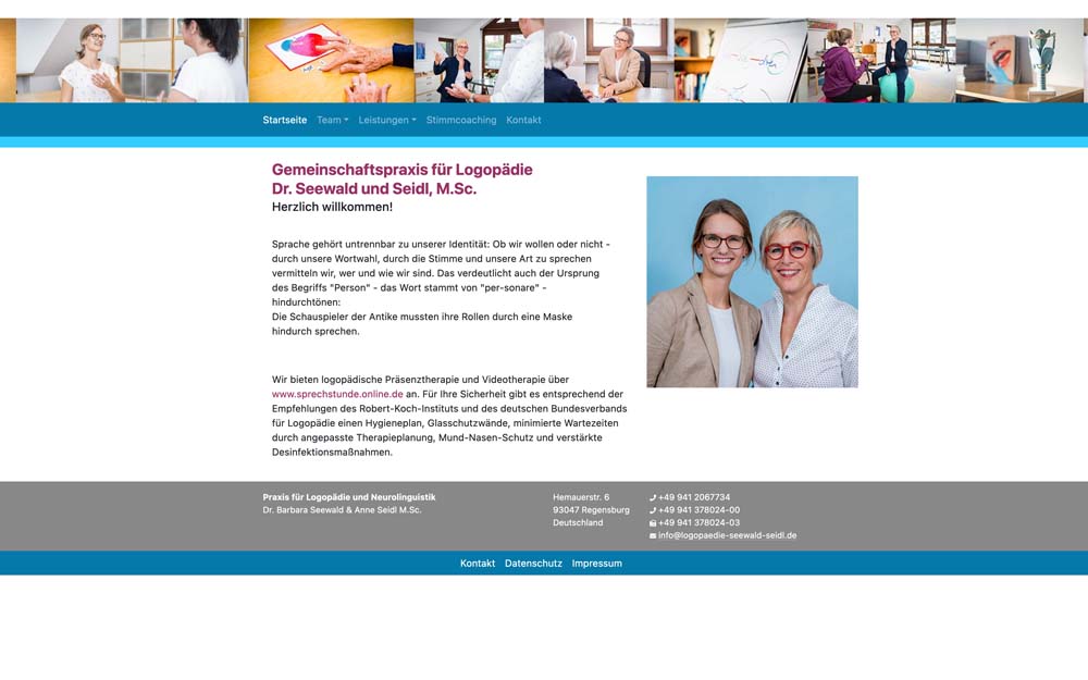 Website Gemeinschaftspraxis für Logopädie Dr. Seewald und Seidl