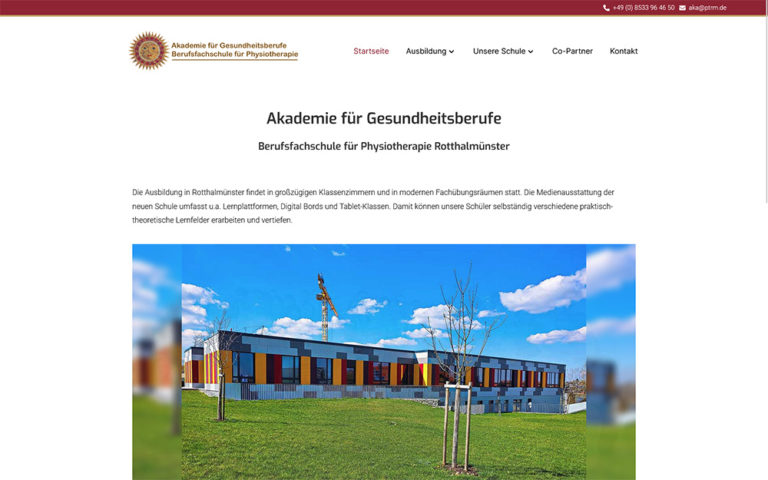Vorschau WordPress Website Akademie für Gesundheitsberufe - Berufsfachschule für Physiotherapie Rotthalmünster