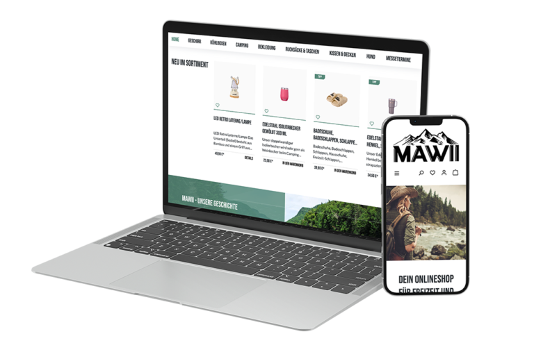 Onlineshop MAWII auf MacBook und iPhone